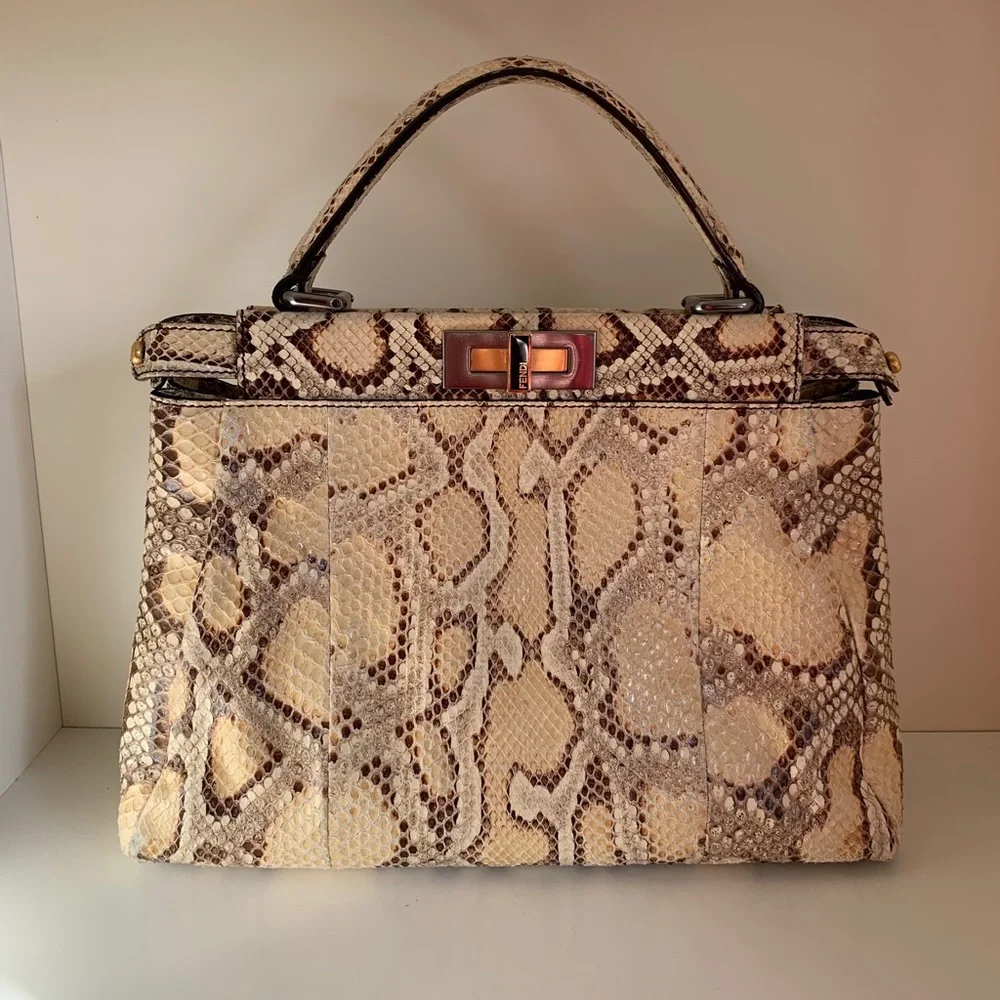 Fendi python peekaboo handle bag crossbody